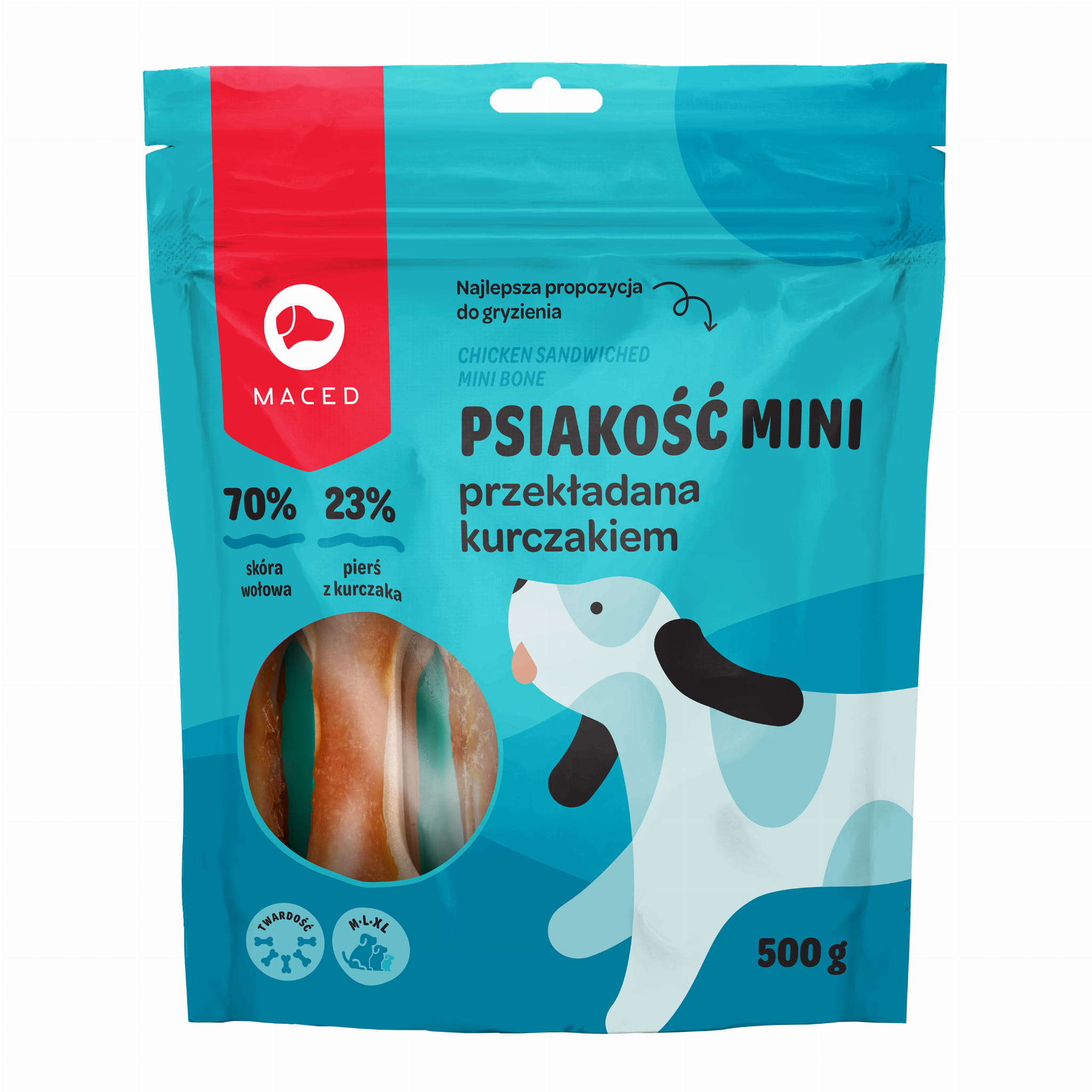 Maced Gryzak Przysmak dla Psa Kość Przekładana Kurczakiem 10cm 500g